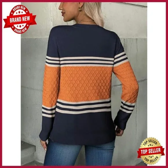 Soft Crewneck Pullover Sweater, Viscose Blend, Fall Casual Wear - Picture 5 of 8